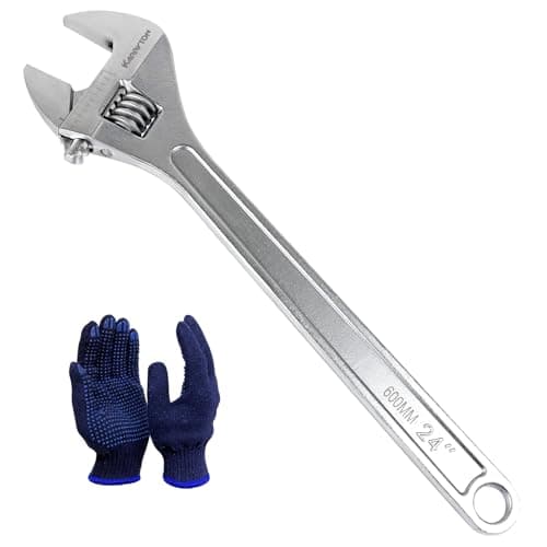 KARRYTON 24" Inch Adjustable Wrench with 2-1/2"(63mm) Max Jaw Opening (Scales Metric and SAE), Drop Forged Alloy Steel Adjustable Spanner for Various Fasteners, Chrome Plated Handle Polished