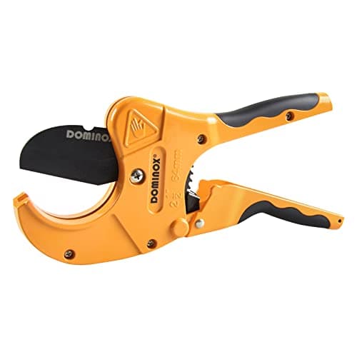 DOMINOX PVC Pipe Cutter, Cuts up to 2-1/2" PEX, PVC, PPR, Plastic Hoses& Plumbing Pipes,Ratchet PVC Cutter Tool with SK5 Blade and Aluminum Alloy Body