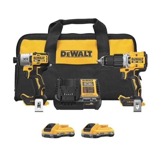 DEWALT 20V MAX XR Impact Driver and Hammer Drill Cordless Power Tool Combo Kit, Includes 2x 4ah POWERPACK Batteries and a Charger (DCK250QQ2)
