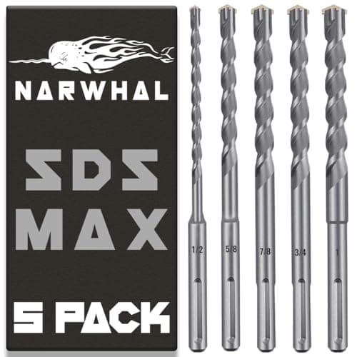 SDS Max Masonry Drill Bit Set (Carbide Tipped - 5 Piece Set) 13" Length in The Following Sizes: 1/2", 5/8", 3/4", 7/8", and 1"