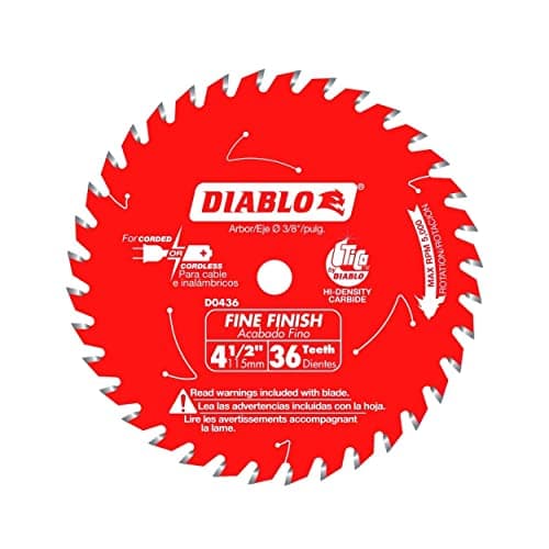 Diablo D0436X 4-1/2-Inch 36 Tooth ATB Cordless Trim Saw Blade with 20-Millimeter Arbor and 3/8-Inch Reducer Bushing