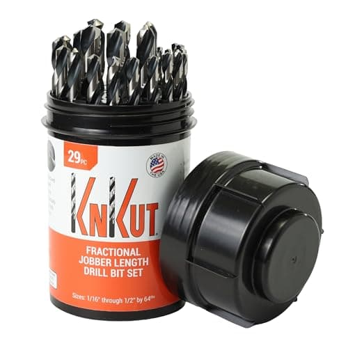 KnKut 29 Piece Drill Buddy Jobber Length Drill Bit Set 1/16"-1/2" by 64ths
