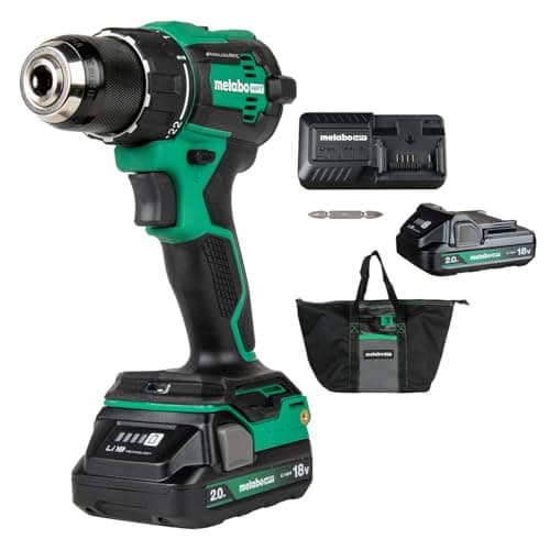 Metabo HPT 18V MultiVolt 1/2" Cordless Brushless Driver Drill Kit, High Power Drill Set with Bag, 2 Lithium-Ion Metabo Batteries and Charger, Compact Lightweight Power Driver, DS18DEX