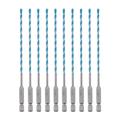 toolant 5/32" Concrete Drill Bit Set & Masonry Drill Bit Set, Shockproof Hex Shank Hammer Drill Bit Set for Glass/Brick/Plastic/Cement/Tile, Industrial Strength Carbide Drill Bit Tip 1/4" Box of 10
