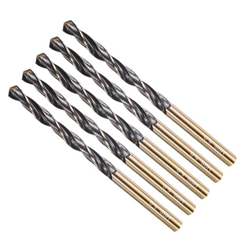 METALLIXITY Drill Bit (5mm) 5Pcs, 4341 High-Speed Steel Straight Shank 118° Black and Gold Finish for Copper Aluminum Wood Plastic Medium Hard Metal
