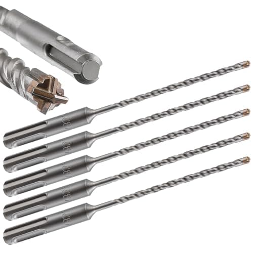 Wensilon 5pcs 5/32" X 6"-4" Concrete Drill Bits, Cross-Type Double Thread Carbide Material, Suitable for Concrete, Brick, Cement Walls, Stone, Compatible with Most Impact Drills
