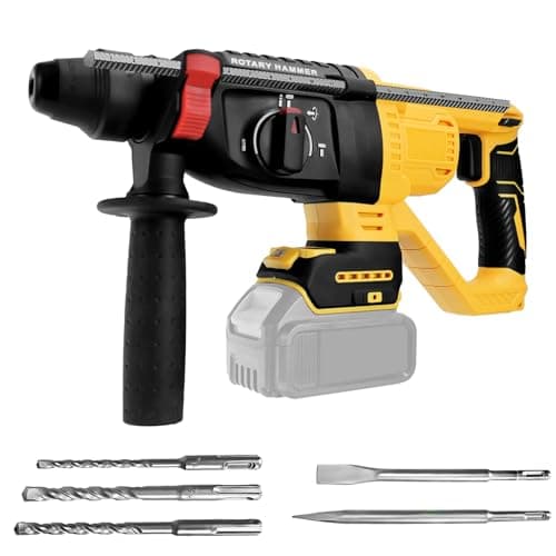 Cordless Rotary Hammer Drill for Dewalt 20V Battery, Brushless SDS-Plus 3 Joules Hammer Drill with 4 Modes, 360°Auxiliary Handle and 5 Drill Bits for Concrete/Masonry(Tool Only)