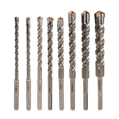 Torxero 8 PCS Set SDS MAX Bits, 14 Inch Long 1/2" to 1-1/2" Diameter, Rotary Hammer Drill Bits, Masonry Drill Bits for Concrete, SDS MAX, Masonry Drill Bit Set, Concrete Drill Bit Set