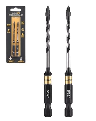 toolant 5/32" Serrated Eccentric Masonry Drill Bit Set(2pcs),Four Edge Concrete Drill Bits for Glass, Tile, Brick, Cement Concrete,Industrial Strength Carbide Drill Bit Tip