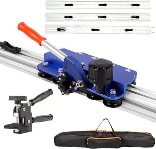 110" Large Format Manual Tile Cutter, Professional Porcelain & Ceramic Tile Cutting Tool with Suction Cups & Tile Pliers, 3-Head Scoring Wheel System, Cuts Stone & Porcelain Tiles up to 4.7" Thick