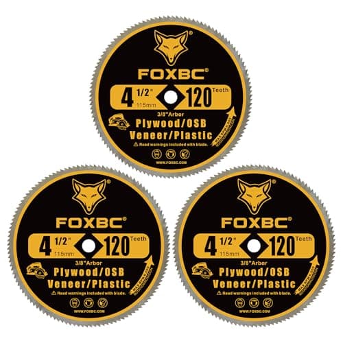 FOXBC 4-1/2 Inch Circular Saw Blade 120 Tooth for Plywood, OSB, Veneer, Plastics Cutting with 3/8 Inch Arbor - 3 Pack