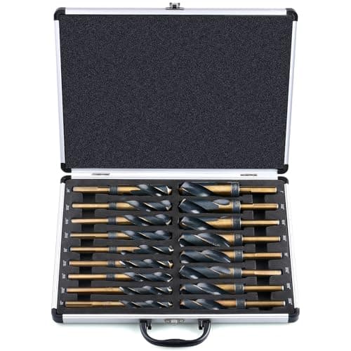 EFFICERE 17-Piece Premium 1/2” Reduced Shank Silver and Deming Drill Bit Set | Large and Jumbo Standard SAE Drill Size from 1/2” to 1” by 1/32th Increment | M2 High Speed Steel, 135-Degree Split Point