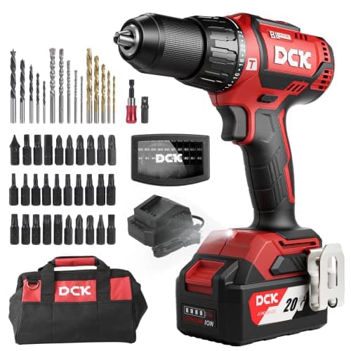 DCK 20V Brushless Hammer Drill, 531 in.lbs, 36000 BPM, 1/2" Keyless All-Metal Chuck, 4.0Ah Battery, 22+1+1 Clutch, Impact Drill Kit for Drilling Brick Wall, Metal, Wood, KDJZ05-13