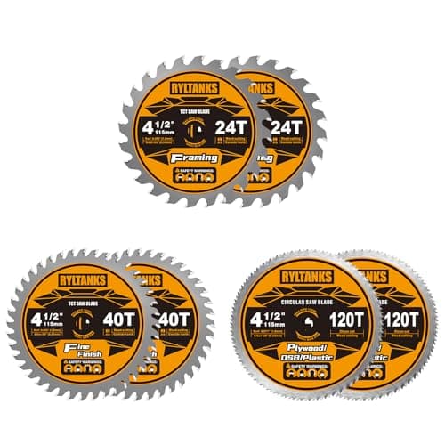 Ryltanks 4-1/2 Inch Circular Saw Blade, 3/8” Arbor, 24T for Framing&40T for Fine Finish&120T for Plywood/OSB/Plastic, 6-Pack
