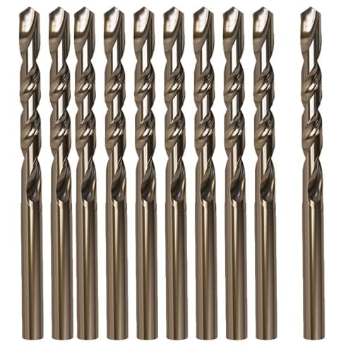M MIMHOOY 5mm / 0.19" Cobalt Drill Bit Set (10 Pcs), M35 Cobalt Twist Drill Bits for Stainless Steel and Hard Metal