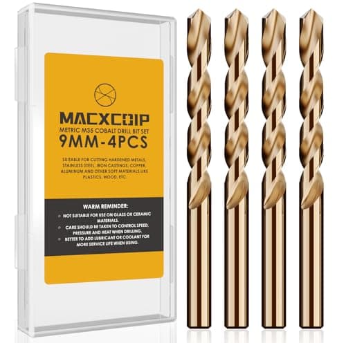 MACXCOIP Metric 4Pcs M35 Cobalt Drill Bit Set, 9mm HSS Cobalt Jobber Drill Bits, for Hardened Metals, Stainless Steel, Cast Iron and Wooden Plastics