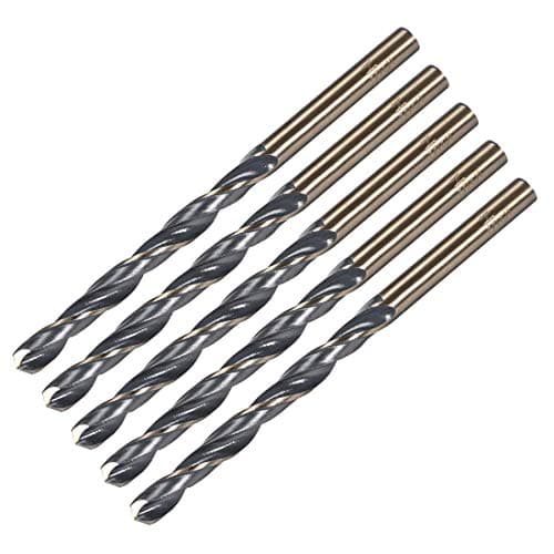 uxcell 5pcs Straight Shank Twist Drill Bits 5mm Gold Titanium & Black Nitride Coated High Speed Steel (HSS) 4341 with 5mm Shank for Stainless Steel Alloy Metal Plastic Wood