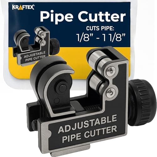 Pipe Cutter [1/8" - 1 1/8"] Tube Cutter Tool for Copper Pipe, Stainless Steel Tubing, Metal, Plastic, Brass - Copper Pipe Cutter - Compact & Tight Space Rigid Tubing Cutter Set for Plumbing