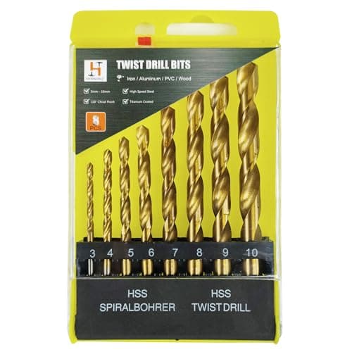 Hymnorq 8-Piece Metric Twist Drill Bit Set (3mm-10mm) with Indexed Storage Case, Budget-Friendly HSS 4241 Roll-Forged Bits with Anti-Rust Gold Finish for Wood, Plastic & Soft Metals