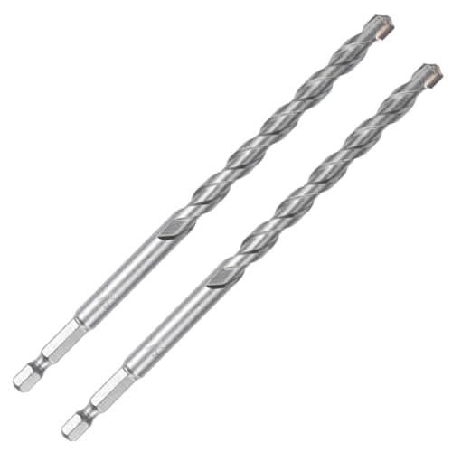 3/8 Inch Masonry Drill Bits (2 Pack - 6" Length Industrial Grade) Carbide Tipped Easily Cuts Through Concrete, Cement, Block, Stone, & More!