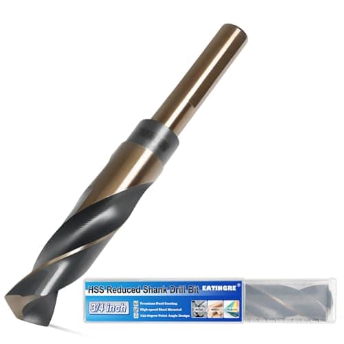 3/4 Inch Drill Bit, Reduced Shank High Speed Steel Bit with 1/2" Shank, HSS 4241 Black & Gold Drill Bits for Mild Steel, Metal and Hard Wood