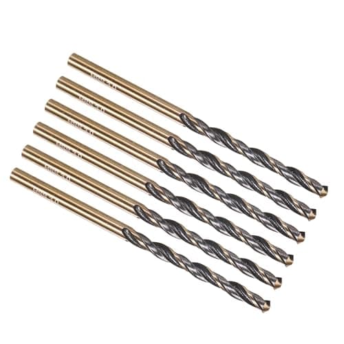 PATIKIL 3mm Drill Bit, Jobber Straight Shank M2 High-Speed Steel 118° Nitriding Black and Gold Finish for Stainless Steel Hard Metal - 6 Pack