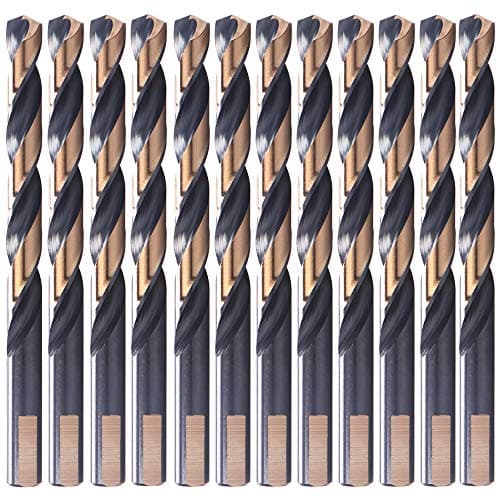 12 PCS, 7/32", Black and Gold Coated Twist Drill Bits