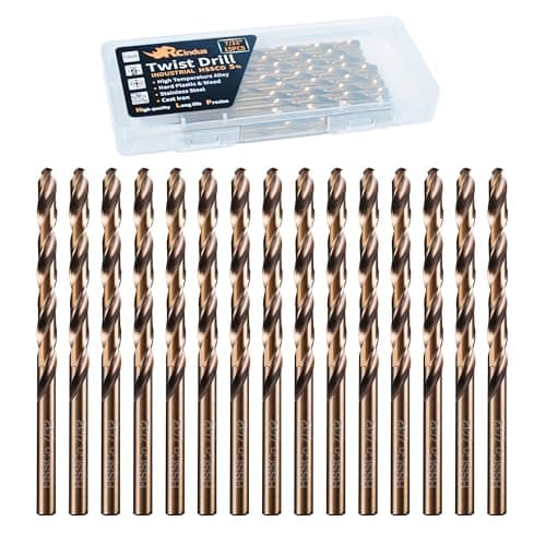 RCINDUS (15PCS) 7/32" Cobalt Drill Bit, HSS M35 Metal Drill Bits for Steel, Stainless Steel, Cast Iron, Hard Plastic and Wood