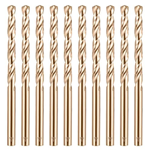 Cobalt Drill Bit Set 5mm - 10pcs, M35 Twist Drill Bits Straight Shank, 5mm High Speed Steel Drill Bits for Drilling in Hard Metal, Stainless Steel, Cast Iron